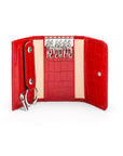 Leather key case, red croc, inside