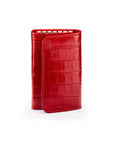 Leather key case, red croc, front
