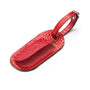 Leather luggage tag, red croc