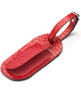 Leather luggage tag, red croc