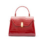 Leather top handle bag, red croc, front