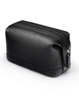 Leather wash bag, black, side view