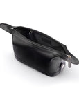 Leather wash bag, black, inside