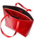 Luxury Leather Tote Bag and Shopper, Red Croc, inside