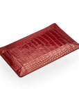 Rectangular leather valet tray, red croc with black, flat base