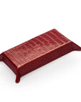 Rectangular leather valet tray, red croc with black, base