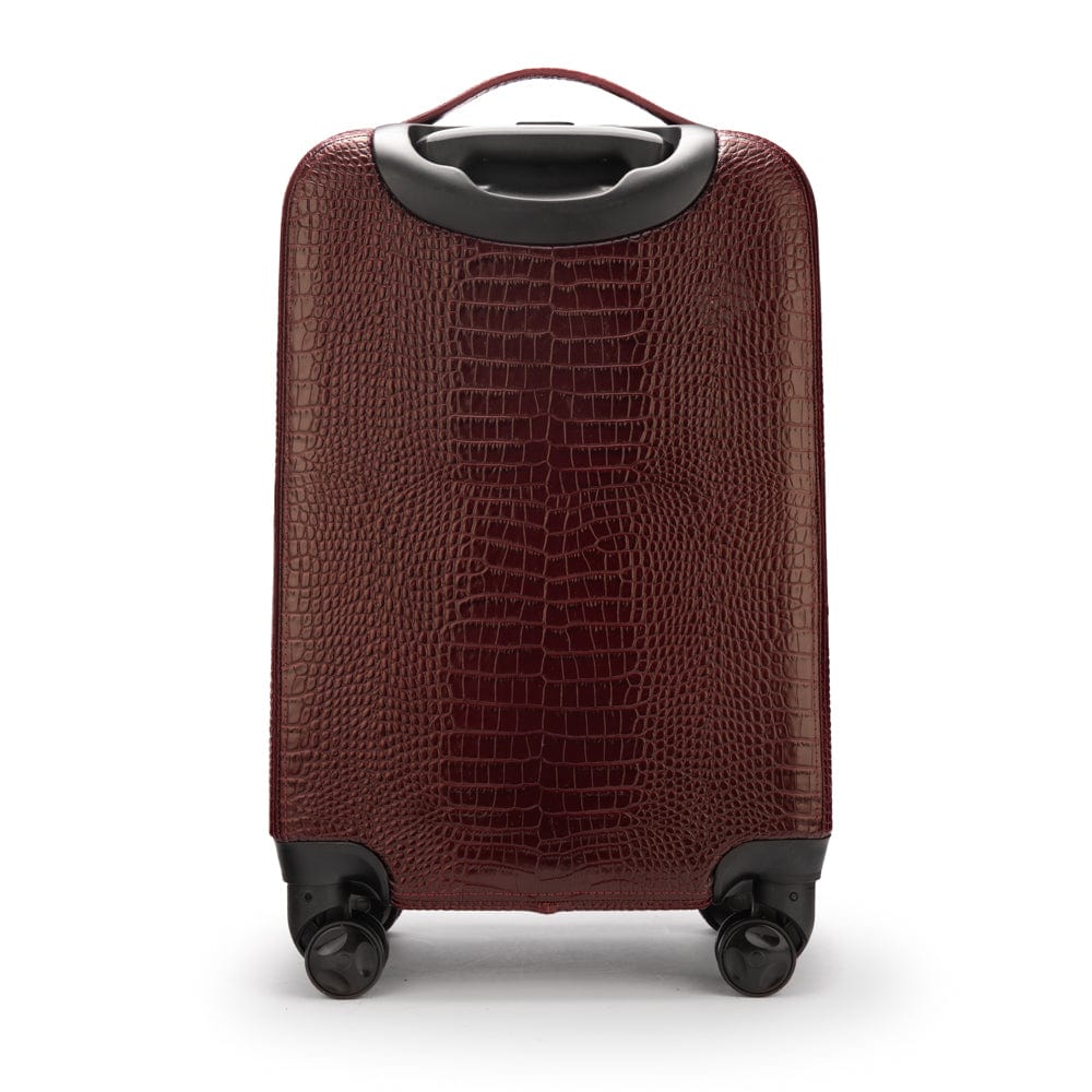 Small leather suitcase, burgundy croc, back