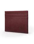 Flat Leather Credit Card Wallet 4 CC - Burgundy Grain