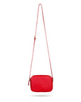 Ivy woven camera bag, red, with shoulder strap