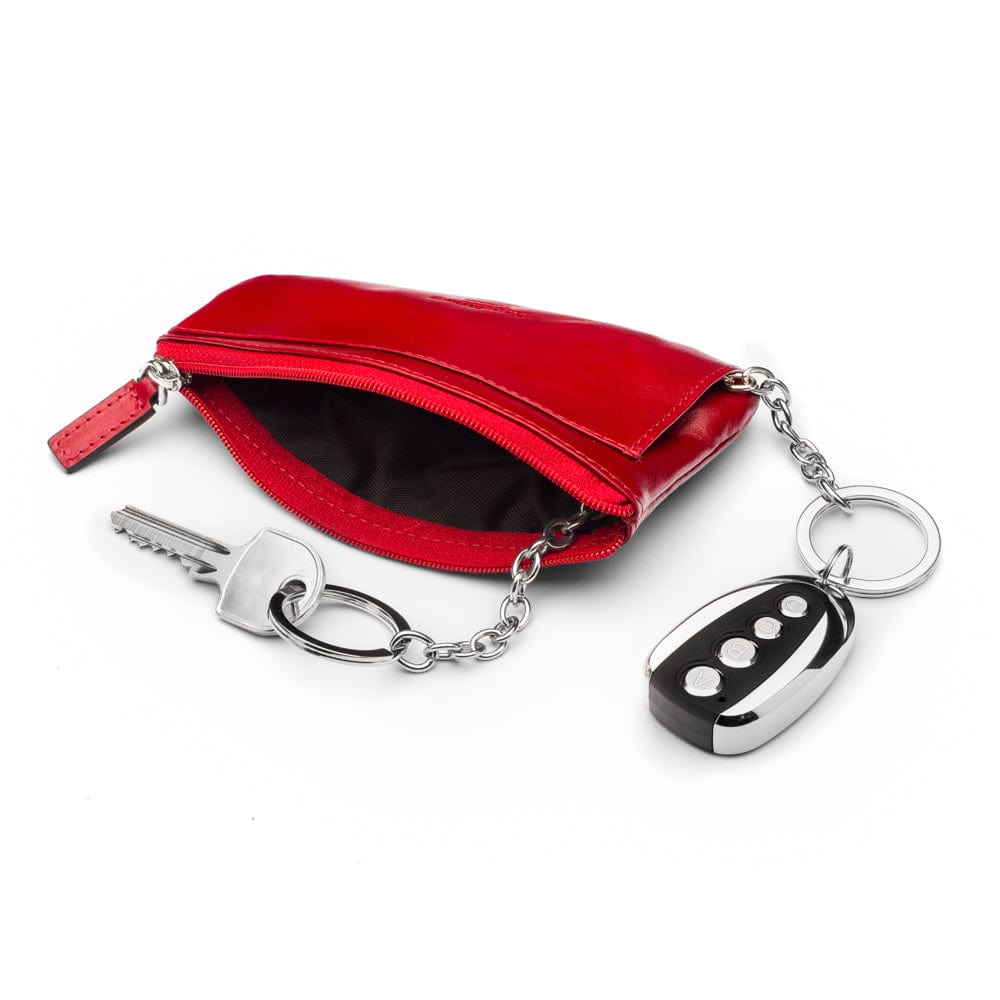 Large leather key case, red