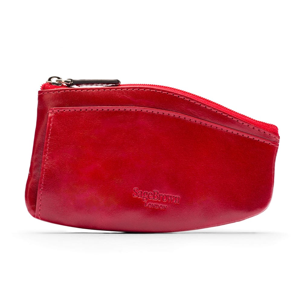Large leather key case, red, back
