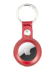 Leather air tag holder, red, front