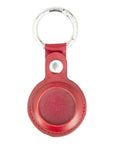 Leather air tag holder, red, front view
