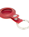 Leather air tag holder, red, side