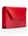 Leather business card holder, red, side