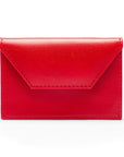 Leather business card holder, red, front