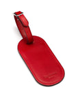 Leather luggage tag, red, back