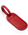 Leather luggage tag, red, front
