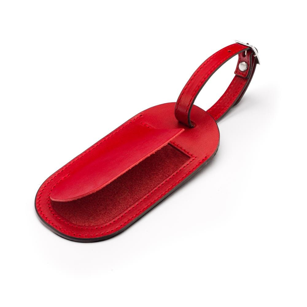 Leather luggage tag, red
