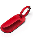 Leather luggage tag, red