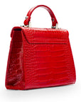 Leather mini Catherine bag, red patent croc, back