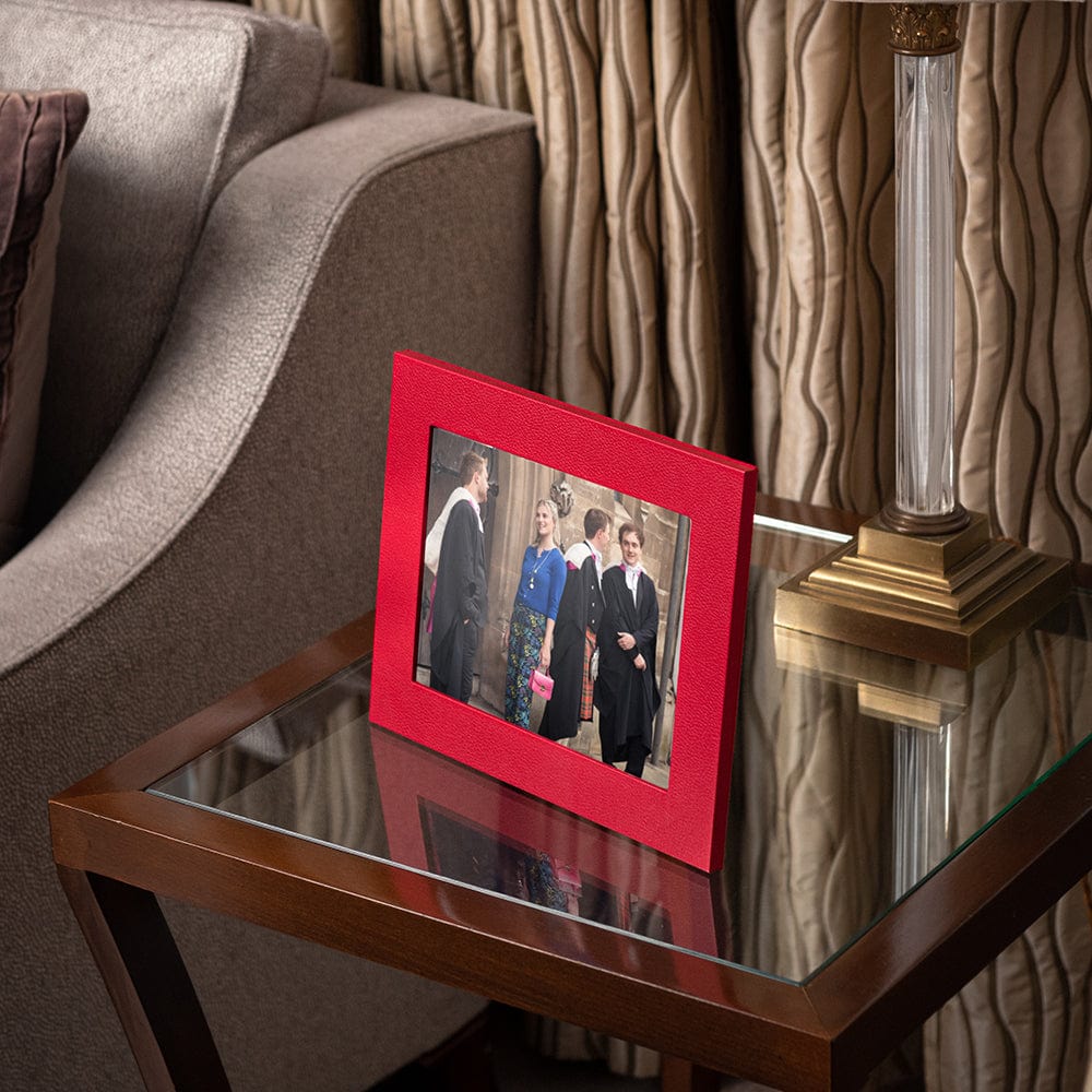 Leather photo frame, red, 8x6", lifestyle