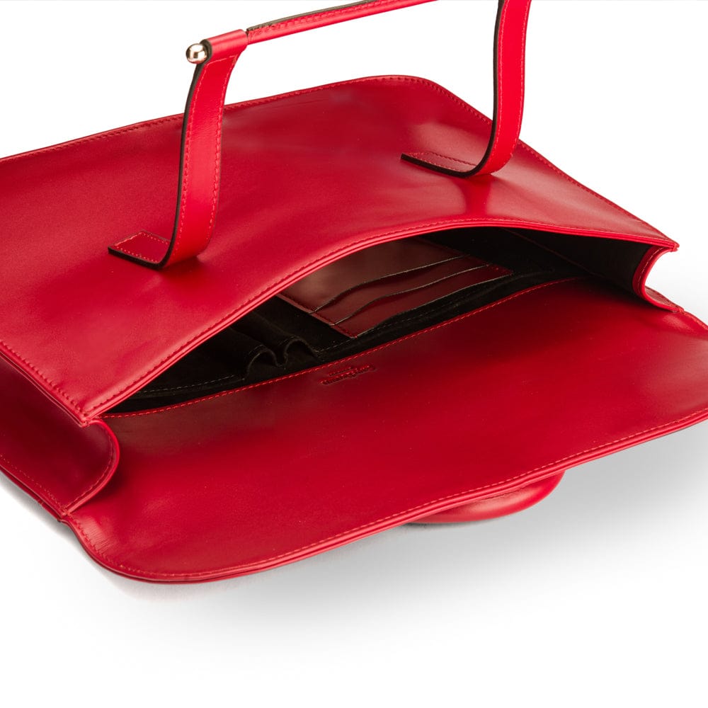 Leather music bag, red, inside