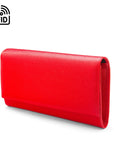 Luxury RFID leather travel wallet, red, side