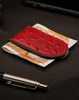 Real Ostrich Leather Magnetic Money Clip, Red, lifestyle