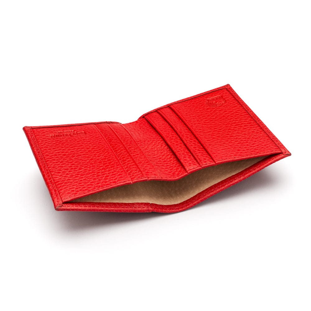 RFID leather wallet with 4 CC, red, inside