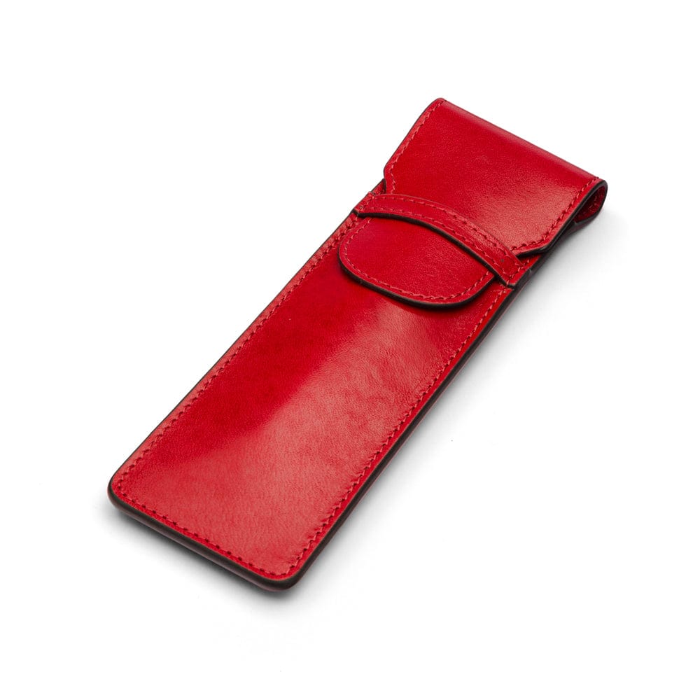 Single leather pen case, red, front