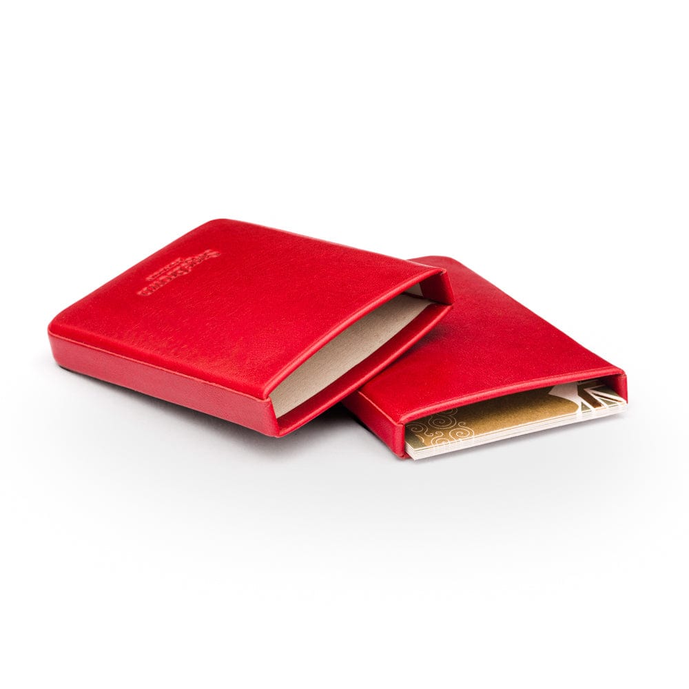 Pull apart business card holder, red, inside