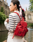 Small leather backpack, red, lifestyle