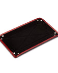 Rectangular leather valet tray, red with black, flat