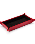 Rectangular leather valet tray, red with black