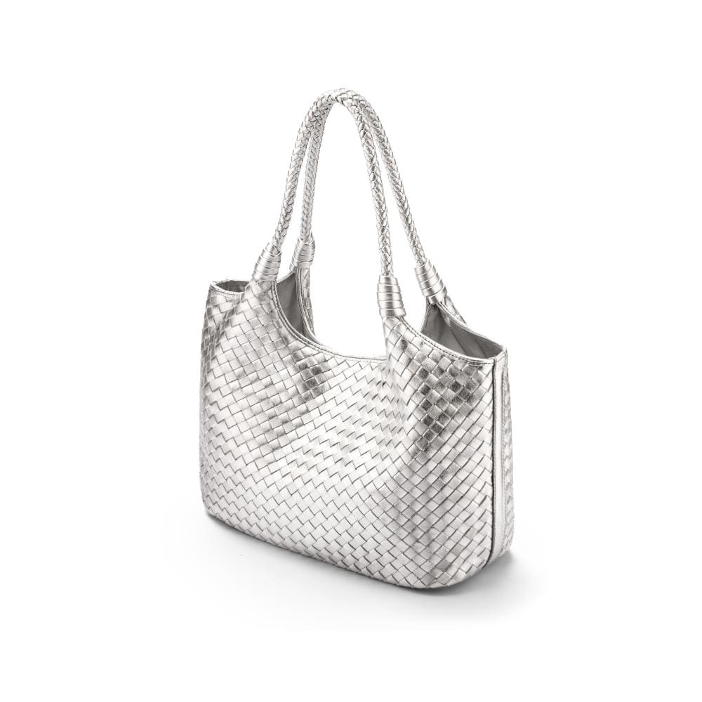 Silver leather bag online