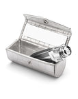 Leather lipstick case, silver croc, inside view