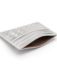 Flat woven leather card holder, silver, inside