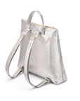 Leather 13" laptop backpack, silver, back side