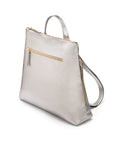 Leather 13" laptop backpack, silver, side