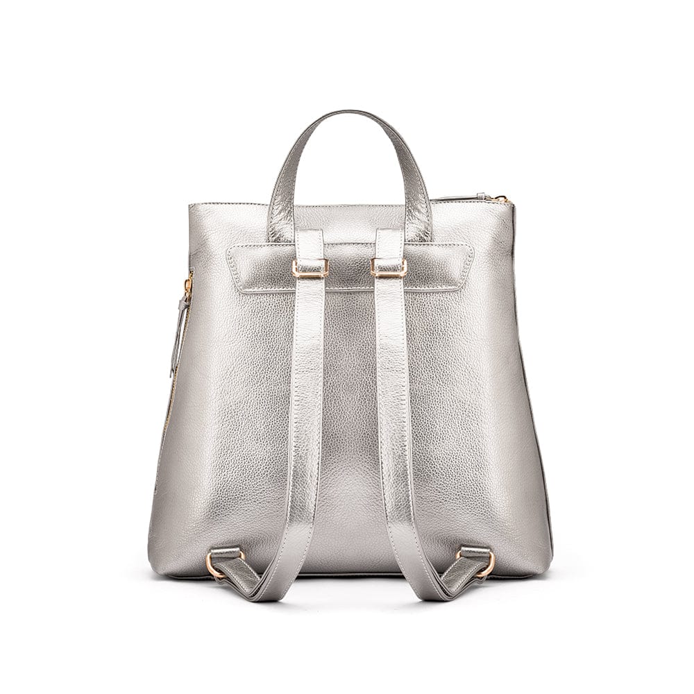 Women\'s Leather Silver Backpack 13 X 16 X 6 in Silver Leather Backpacks for Women for sale | eBay main image 3