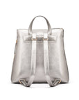 Leather 13" laptop backpack, silver, back