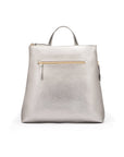 Leather 13" laptop backpack, silver, front