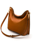 Carol Ann slouchy leather shoulder bag, tan, with shoulder strap