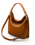 Carol Ann slouchy leather shoulder bag, tan, with both straps