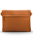 Men's large leather messenger bag, tan pebble grain, back