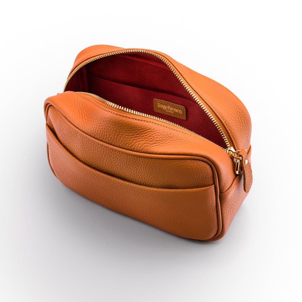 Leather Cross Body Camera Bag, Tan Cross Body Bags SageBrown