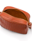 Ivy woven leather camera bag, tan, interior