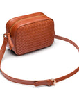 Ivy woven leather camera bag, tan