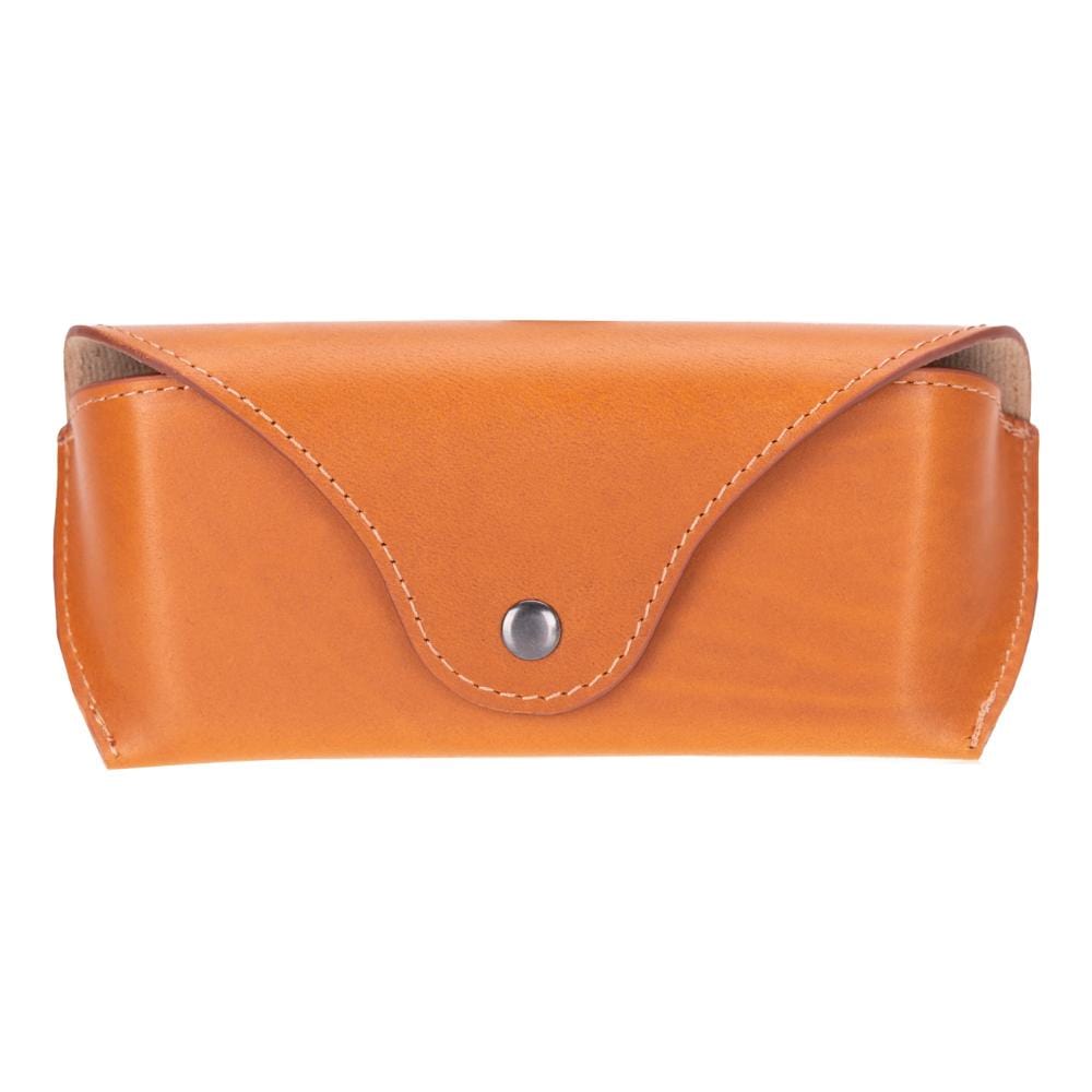 Leather glasses case, tan, front